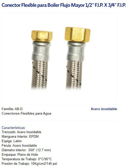 Imagen de COLILLA ACERO INOX. HEMBRA/HEMBRA 1/2X3/4" 60CM