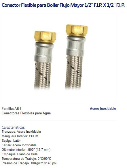 Imagen de COLILLA ACERO INOX. HEMBRA/HEMBRA 1/2X1/2" 30CM
