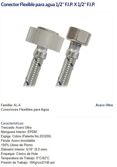 Imagen de COLILLA 1/2" HEMBRA/HEMBRA 25CM