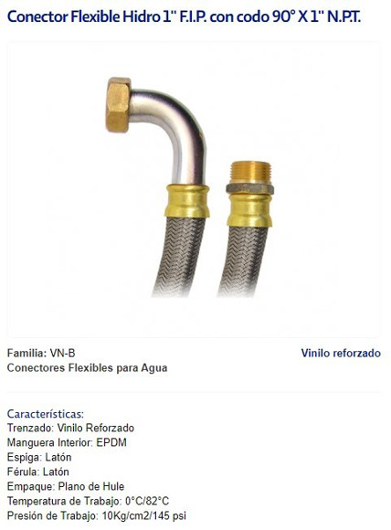 Imagen de COLILLA MALLA VINILO 1" MACHO/HEMBRA 90° 50CM