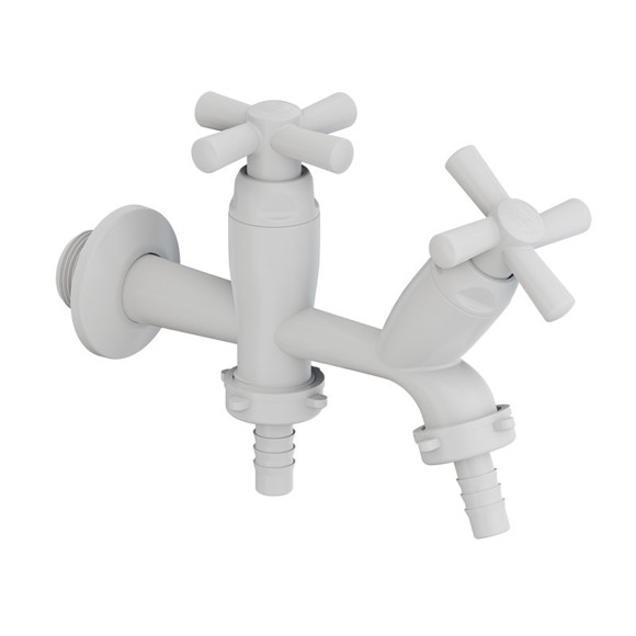 Imagen de CANILLA LAVADERO DOBLE EN LINEA SALIDA 1/2" Y 3/4" CROSS