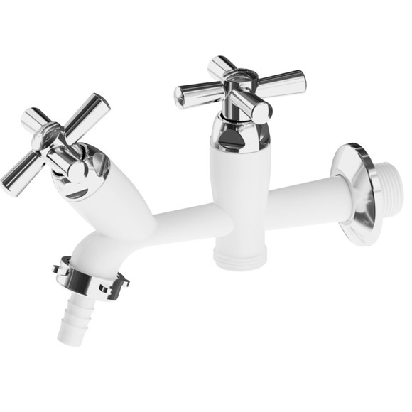 Imagen de CANILLA LAVADERO DOBLE EN LINEA SALIDA 1/2" Y 3/4" CROSS