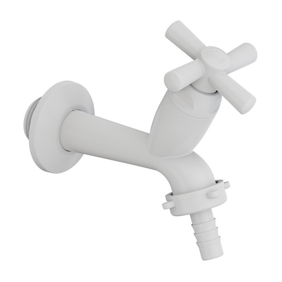 Imagen de CANILLA LAVADERO PLASTICA BLANCA SALIDA 1/2" 10CM CROSS