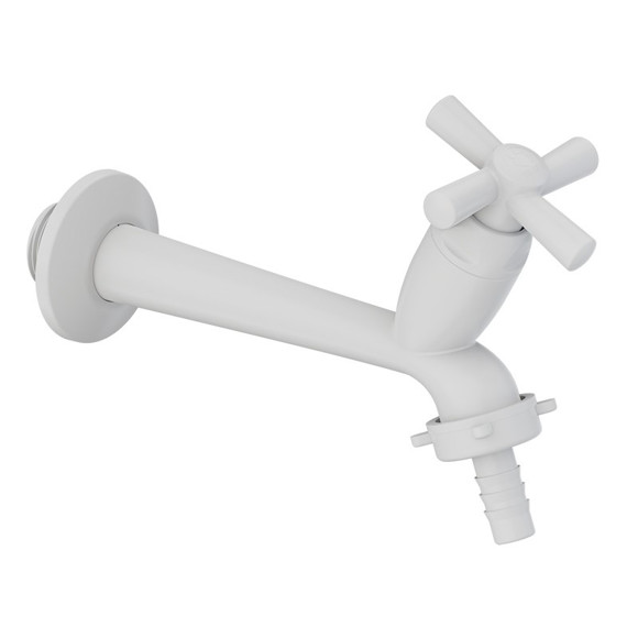 Imagen de CANILLA LAVADERO PLASTICA BLANCA SALIDA 1/2" 15CM CROSS