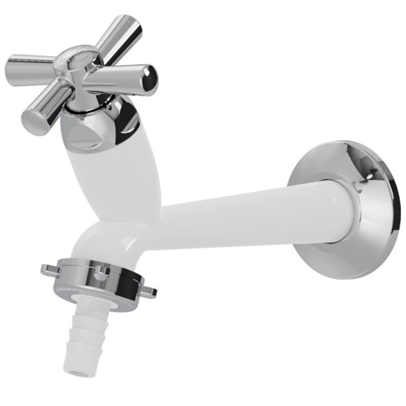 Imagen de CANILLA LAVADERO PLAST.BLANCA/CROMO SALIDA 1/2" 15CM CROSS
