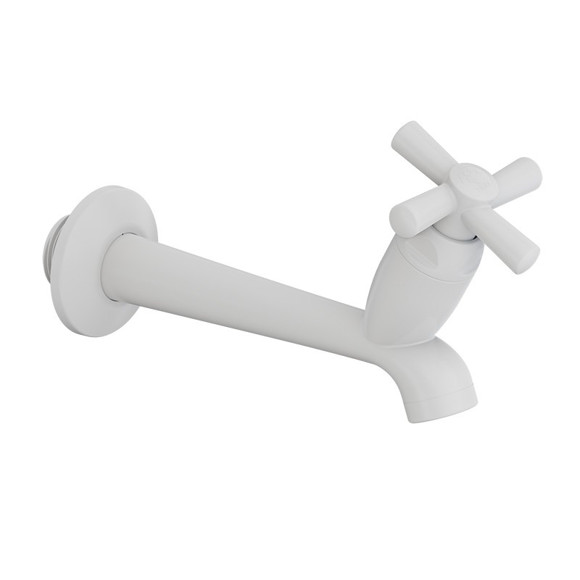 Imagen de CANILLA LAVADERO PLAST.BLANCA SALIDA 1/2"-3/4" 15CM CROSS