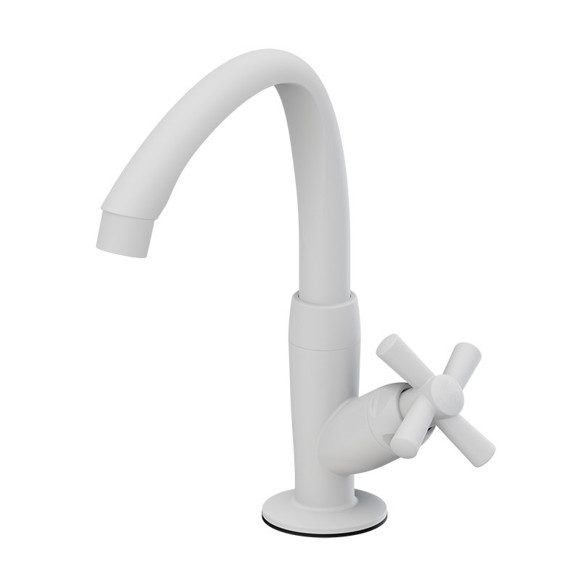 Imagen de CANILLA COCINA BLANCA PLASTICA ALTA DE MESA 1/2" CROSS