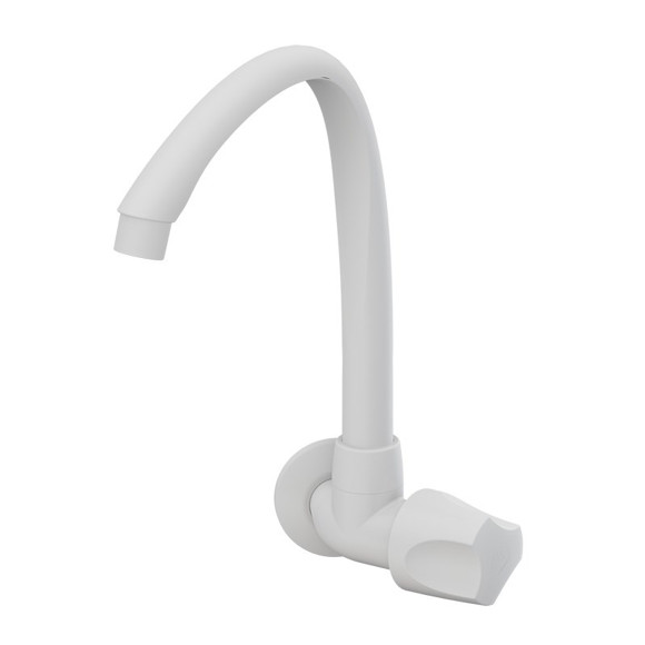 Imagen de CANILLA COCINA BLANCA PLASTICA ALTA DE PARED 1/2-3/4" ORBE