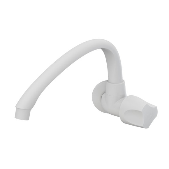 Imagen de CANILLA COCINA BLANCA PLASTICA BAJA DE PARED 1/2-3/4" ORBE