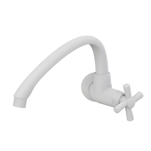 Imagen de CANILLA COCINA BLANCA PLASTICA BAJA P/PARED 1/2-3/4" CROSS