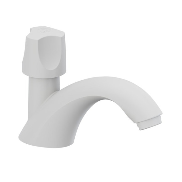 Imagen de CANILLA BAÑO BLANCA PLASTICA BAJA DE MESA 1/2" ORBE