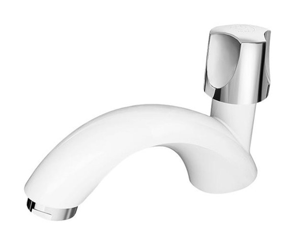 Imagen de CANILLA BAÑO BLANCA/CROMADA PLASTICA BAJA P/MESA 1/2" ORBE
