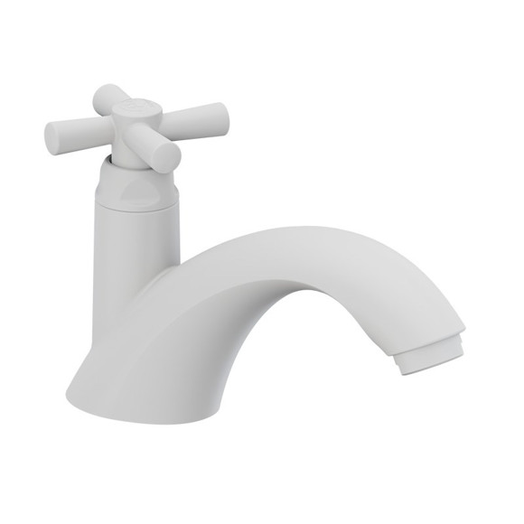 Imagen de CANILLA BAÑO BLANCA PLASTICA BAJA DE MESA 1/2" CROSS