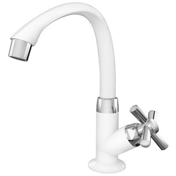 Imagen de CANILLA BAÑO BLANCA/CROMADA PLASTICA ALTA P/MESA 1/2"CROSS
