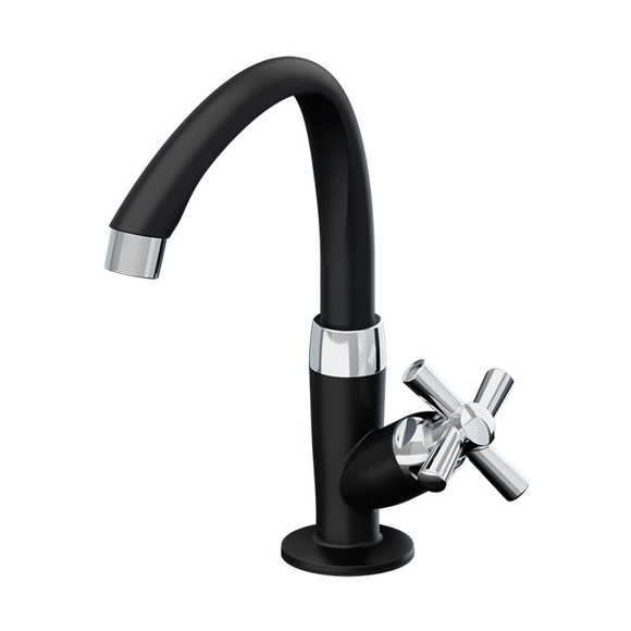 Imagen de CANILLA BAÑO NEGRA/CROMADA PLASTICA BAJA P/MESA 1/2" CROSS