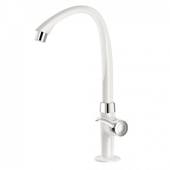 Imagen de CANILLA COCINA BLANCA/CROMO PLAST. ALTA DE MESA 1/2" LINEA