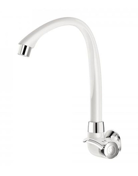 Imagen de CANILLA COCINA BLANCA/CROMO PLAST. ALTA P/PARED 1/2" LINEA