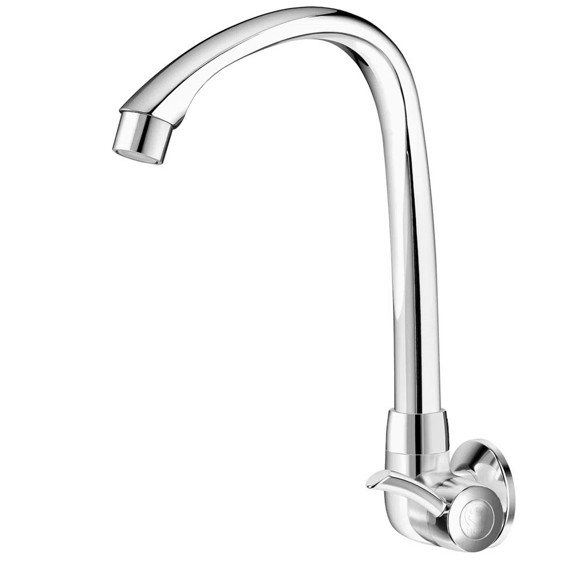 Imagen de CANILLA COCINA CROMADA PLASTICA ALTA DE PARED 1/2" LINEA
