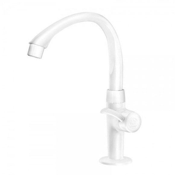 Imagen de CANILLA BAÑO BLANCA PLASTICA ALTA DE MESA 1/2" LINEA