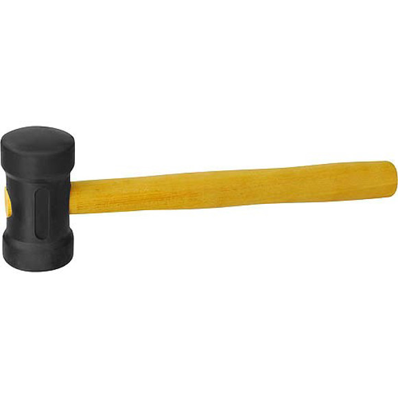 Imagen de MARTILLO 60MM DE GOMA NEGRA MANGO MADERA