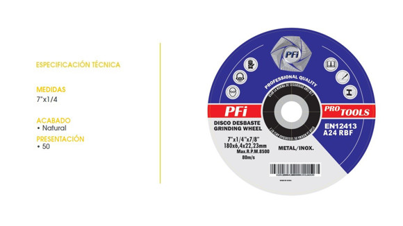 Imagen de DISCO DESBASTE ALOMADO 7/8 METAL 7"X1/4