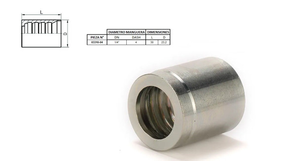 Imagen de CAMISA R1,R2 1 Y 2 MALLAS 1/4" 04 D23,2 L30 NO PELA CAÑO