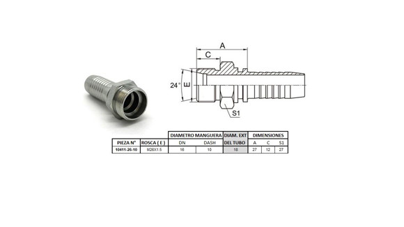 Imagen de MACHO RECTO M26 X 1,5-18 10 5/8'' (MULTI ASIENTO)