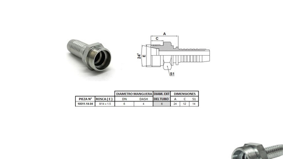 Imagen de MACHO RECTO M14 X 1,5-06 04 1/4'' (MULTI ASIENTO)