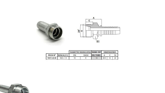 Imagen de MACHO RECTO M22 X 1,5-14 06 3/8'' (MULTI ASIENTO)