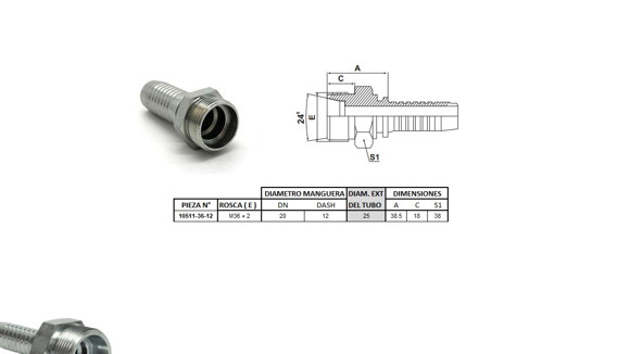 Imagen de MACHO RECTO M36 X 2,0-25 12 3/4'' (MULTI ASIENTO)