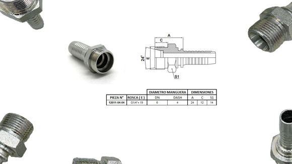 Imagen de MACHO RECTO 1/4'' BSP X 19F 04 MANG.1/4''