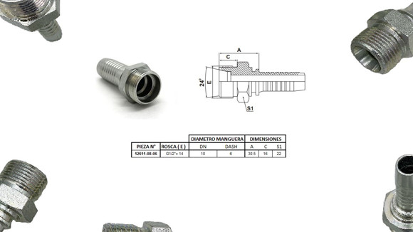 Imagen de MACHO RECTO 1/2'' BSP X 14F 06 MANG.3/8''