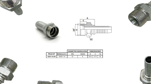 Imagen de MACHO RECTO 5/8'' BSP X 14F 08 MANG.1/2''