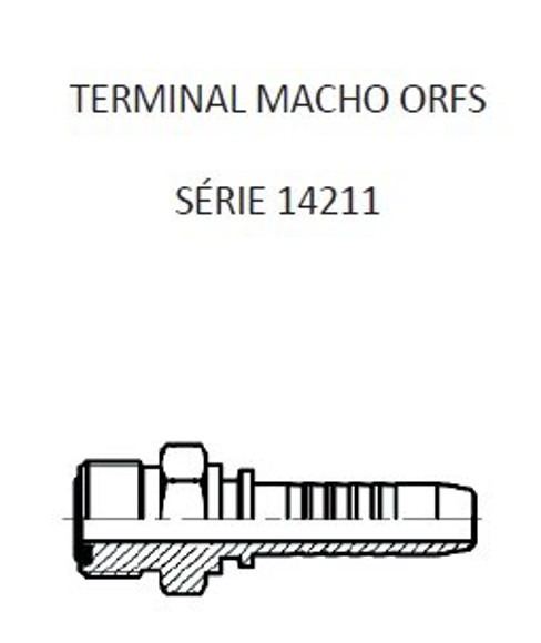 Imagen de MACHO RECTO 1.3/16"ORFS X 12F 12 MANG. 3/4" PLANO C/ORRING