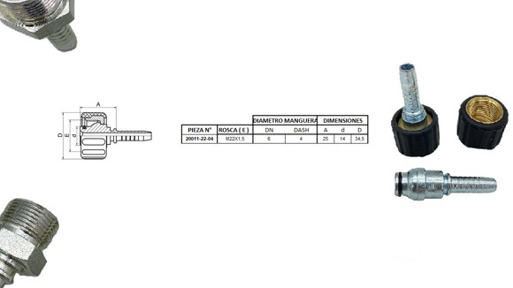 Imagen de TERMINAL PARA HIDROLAVADORAS M22 X 1,5 04 1/4''