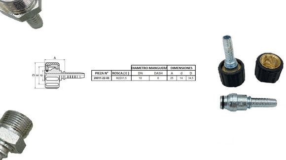 Imagen de TERMINAL PARA HIDROLAVADORAS M22 X 1,5 06 3/8''