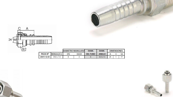 Imagen de HEMBRA RECTA M12 X 1,5-06 04 1/4'' DKO