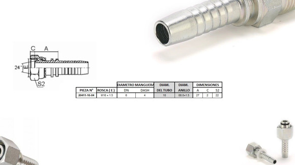 Imagen de HEMBRA RECTA M16 X 1,5-10 04 1/4'' DKO