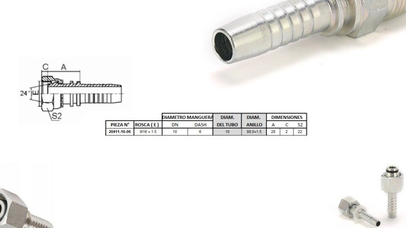 Imagen de HEMBRA RECTA M16 X 1,5-11 06 3/8'' DKO