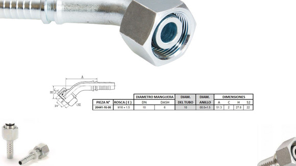 Imagen de HEMBRA CURVA 45° M16 X 1,5-11 06 3/8'' DKO