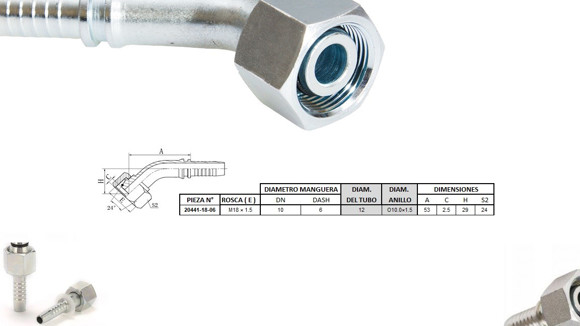 Imagen de HEMBRA CURVA 45° M18 X 1,5-12 06 3/8'' DKO