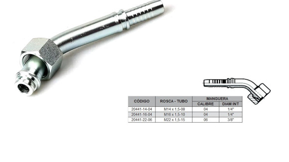 Imagen de HEMBRA CURVA 45° M22 X 1,5-15 06 3/8'' DKO
