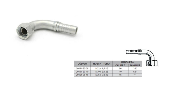 Imagen de HEMBRA CURVA 90° M30 X 2,0-22 10 5/8'' DKO