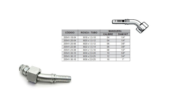 Imagen de HEMBRA CURVO 45° M36 X 2,0-25 16 1'' DKO