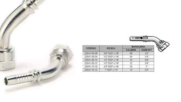 Imagen de HEMBRA CURVA 45° 1/2'' BSP X 14F 10 MANG.5/8''