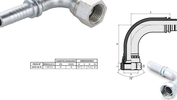 Imagen de HEMBRA CODO 90° JIC 1.5/8" UN X 12F 16 MANG.1"