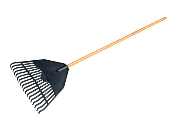 Imagen de RASTRILLO PLASTICO JARDIN 18 DIENTES MANGO MADERA 1,2MT