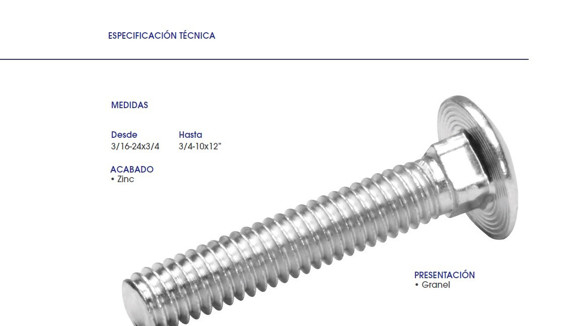 Imagen de BULON P/MADERA (TORNILLO FRANCES) 1/2X2 ZINCADO