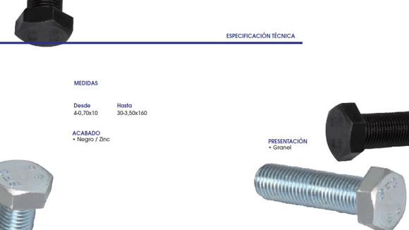 Imagen de TORNILLO HEX 8.8 R/E M10X1,5X100 ZINCADO