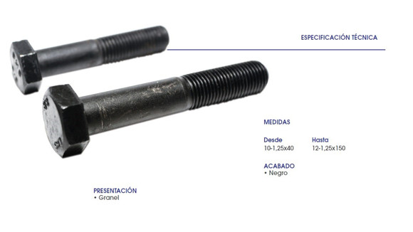 Imagen de TORNILLO HEX. 8.8 PASE 1,25 R/E M10X1,25X70 NEGRO
